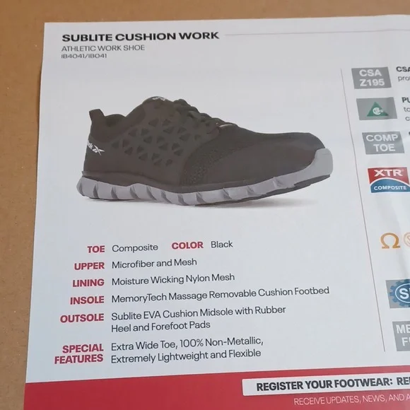 NIB Work Shoes - Reebok - Size 3W (Men) - Picture 11 of 12